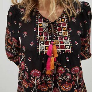 Anthropologie Siobhan Blouse Tassels Small NWT